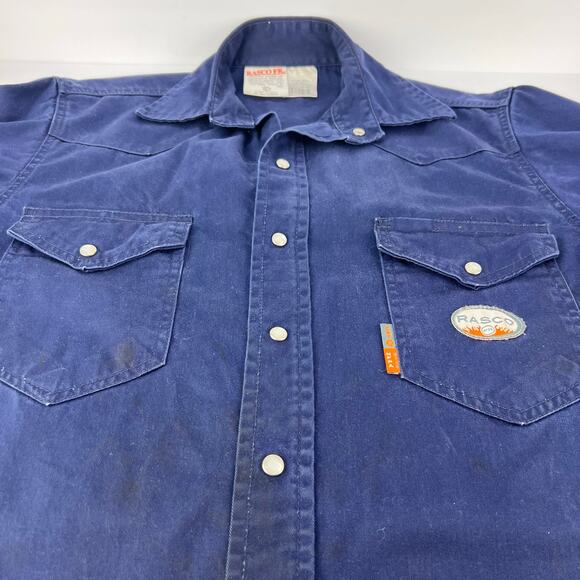 Rasco L FR Fire Resistant Light Snap Up Navy Men's Utility Work Wear NR755 CAT2 - Picture 4 of 14